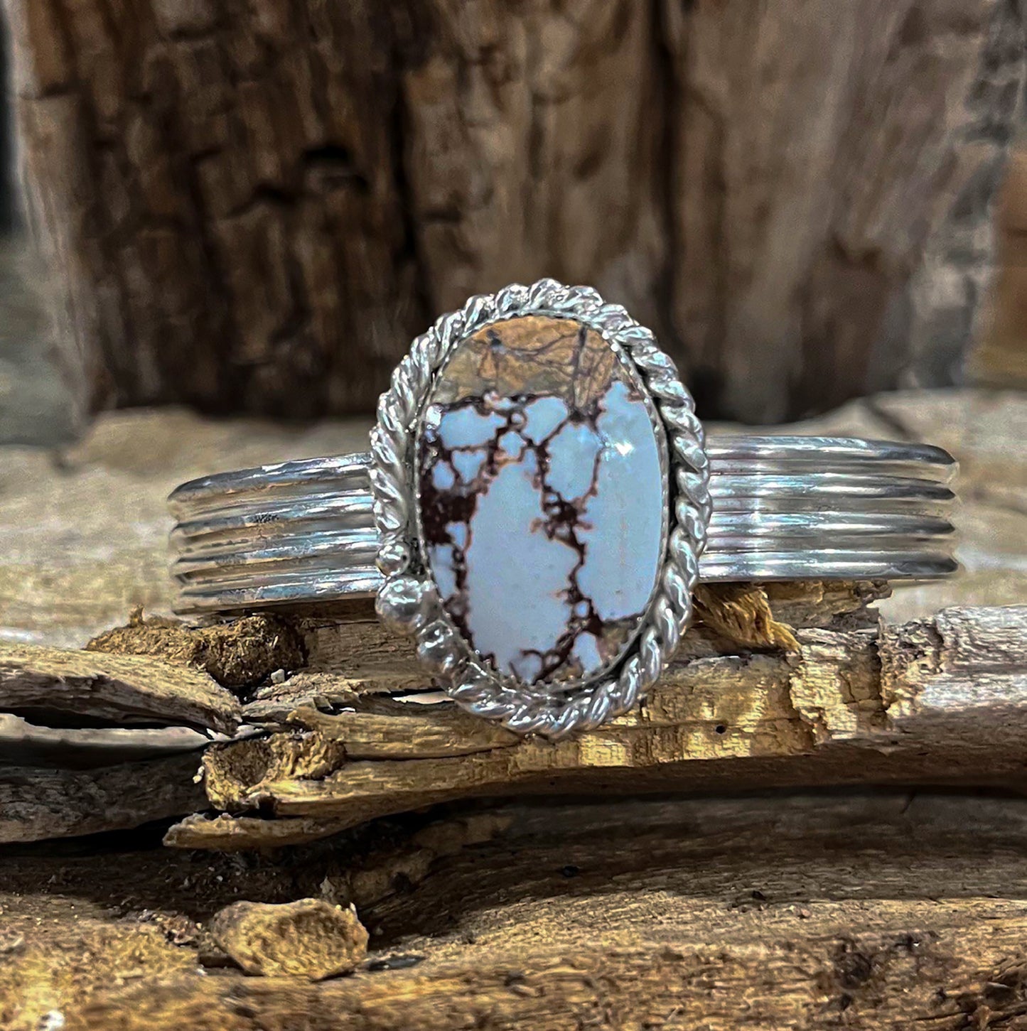 Wild Horse and Sterling Silver Cuff