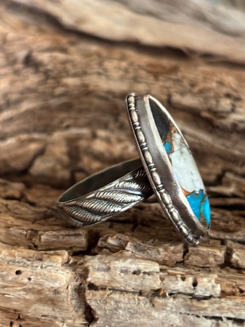 Kingman Turquoise White Buffalo Ring