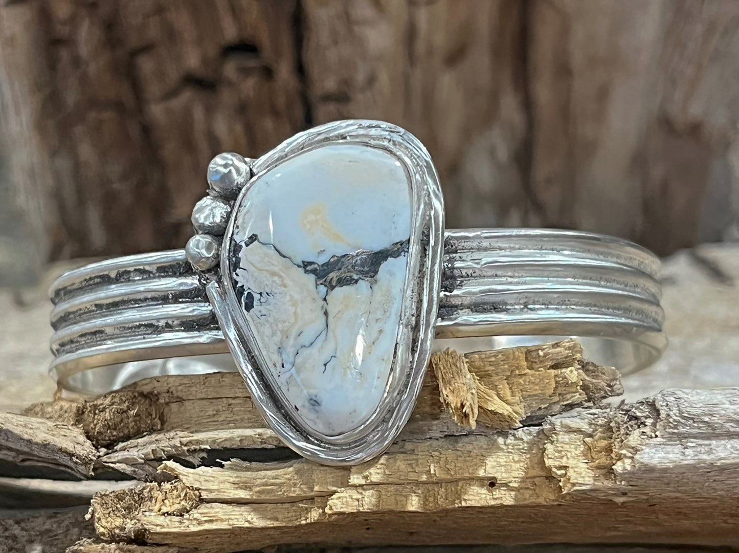 White Buffalo and Sterling Silver Cuff