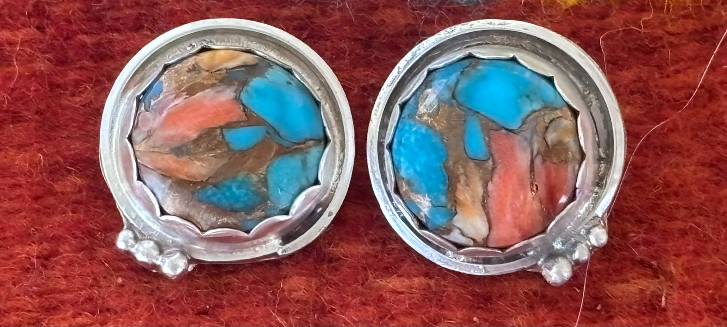 Spiny Oyster and Kingman Turquoise Earrings