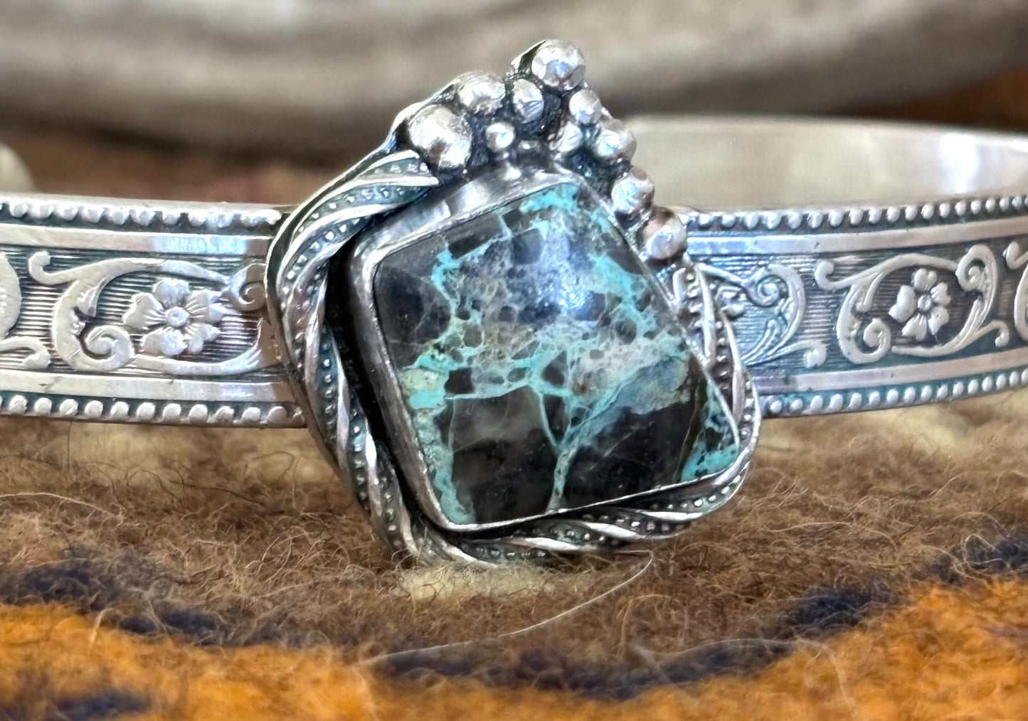 Black Jack Turquoise and Sterling Silver Cuff