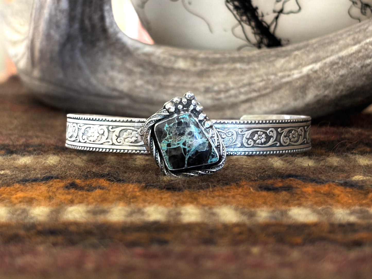 Black Jack Turquoise and Sterling Silver Cuff