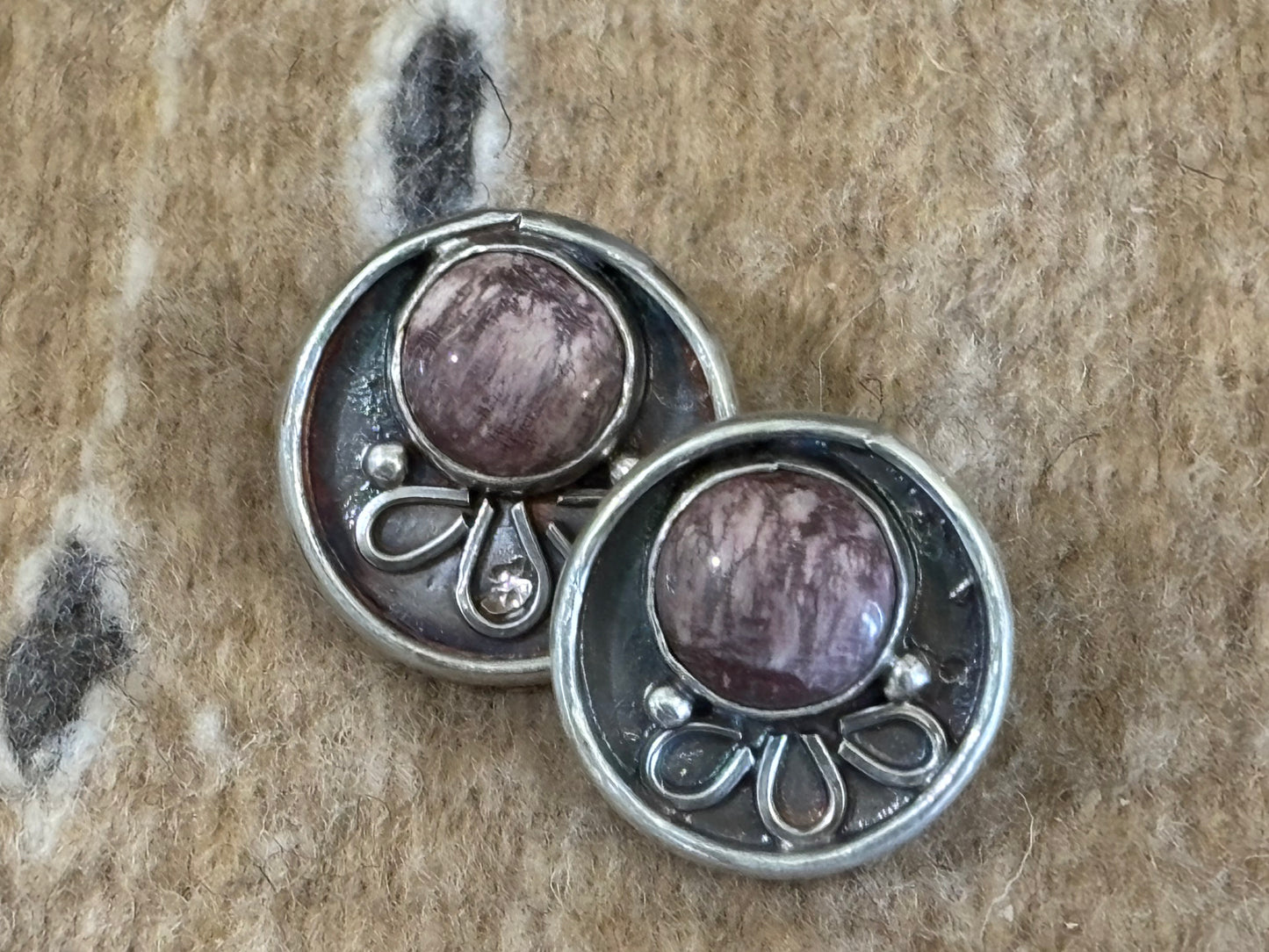 Red Buffalo and Sterling Silver Earrings