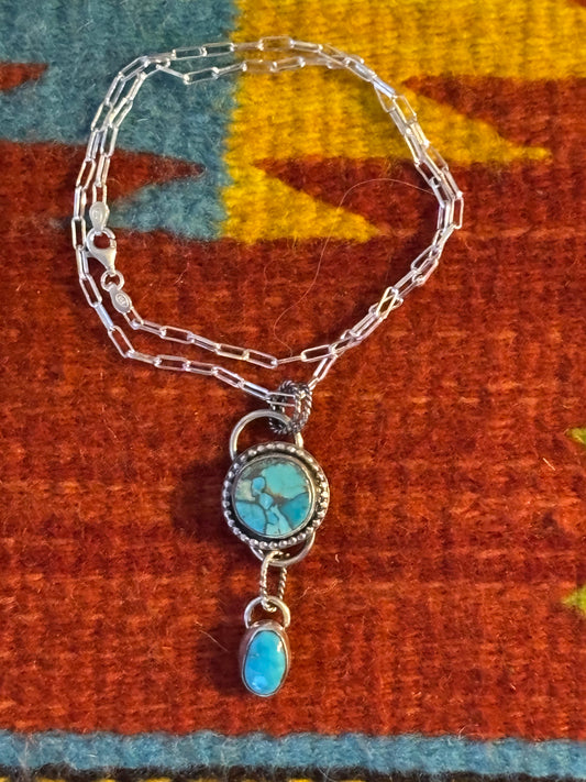 Turquoise Mojave and Sterling Silver Necklace