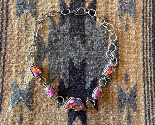 Pink Dahlia Spiny Oyster Choker