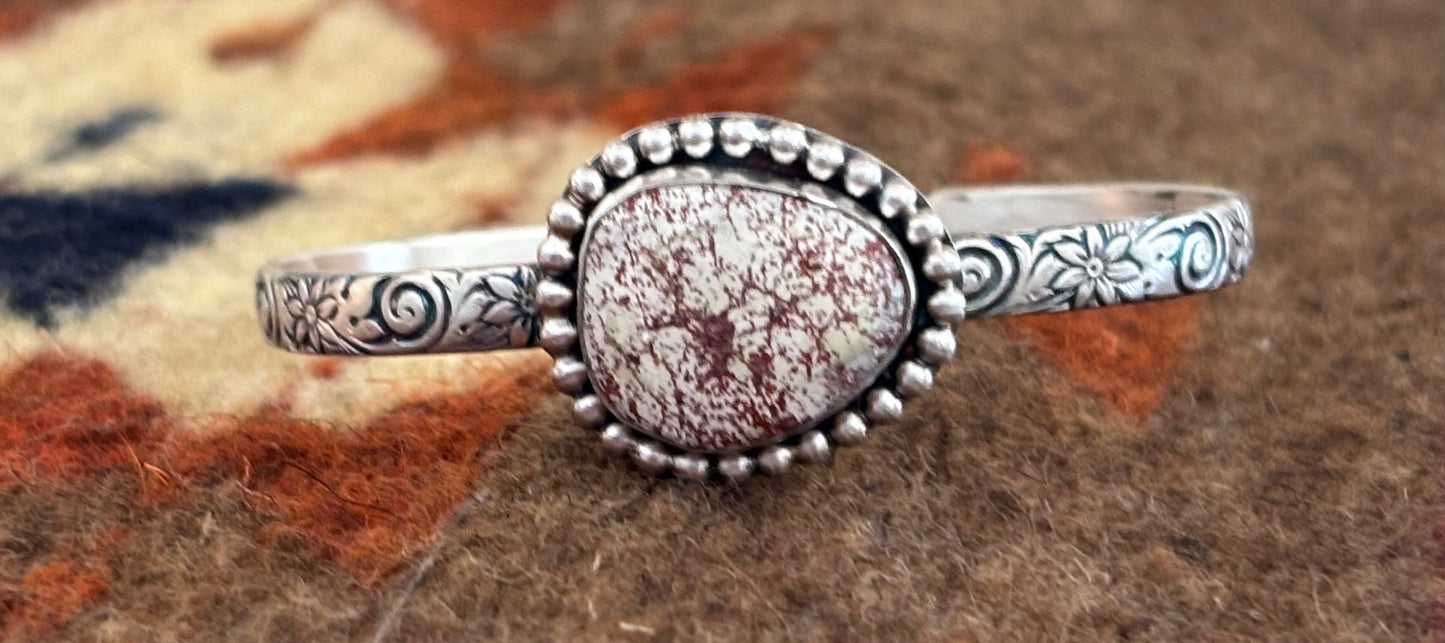 Red Buffalo and Sterling Silver Cuff