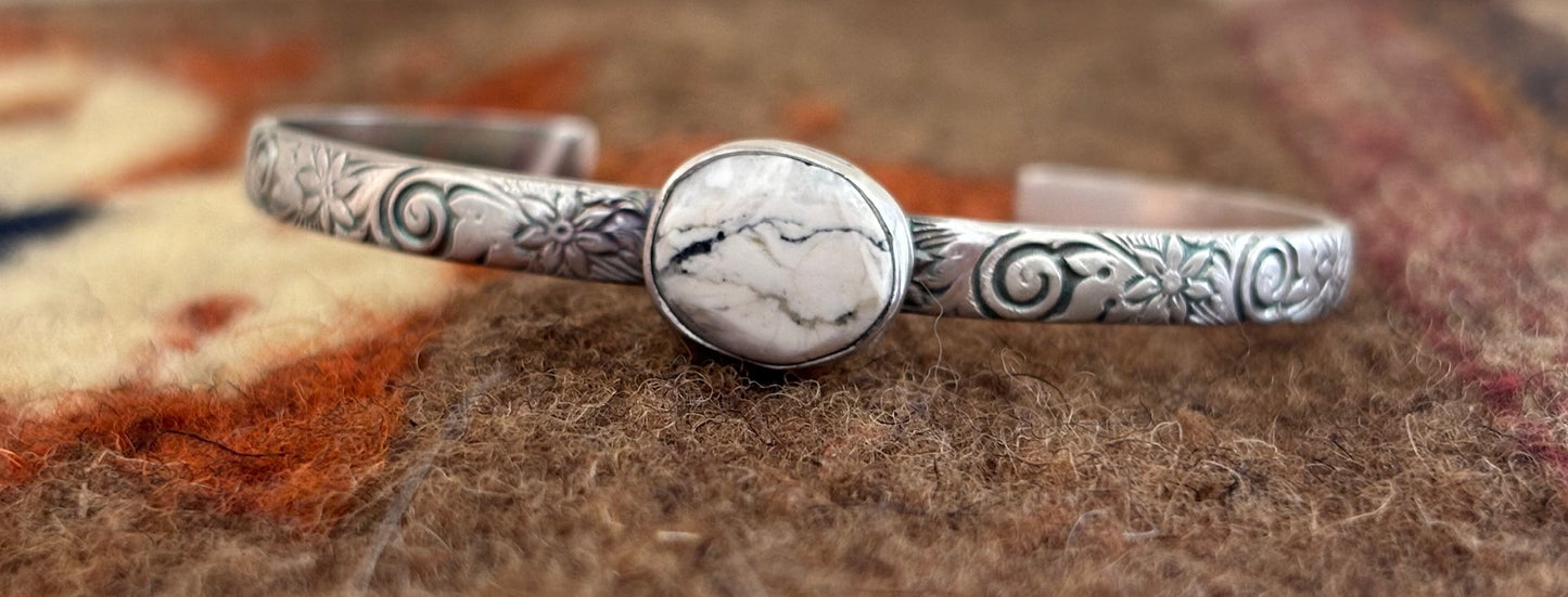 White Buffalo and Sterling Silver stacker cuff