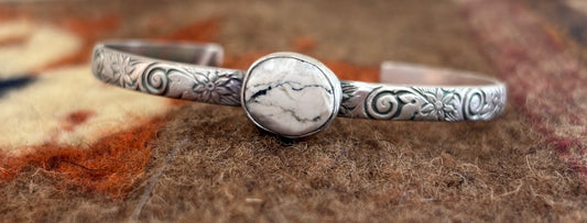 White Buffalo and Sterling Silver stacker cuff