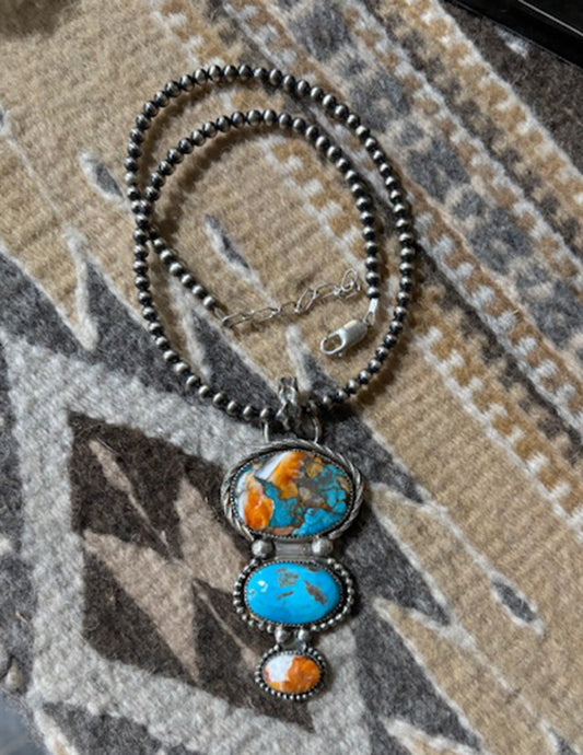 Spiny Oyster Kingman Turquoise Necklace